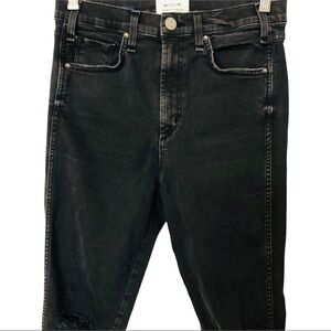 MCGUIRE Vintage Slim High Rise Destroyed Blown Out Knee Jeans Black 27 goth
